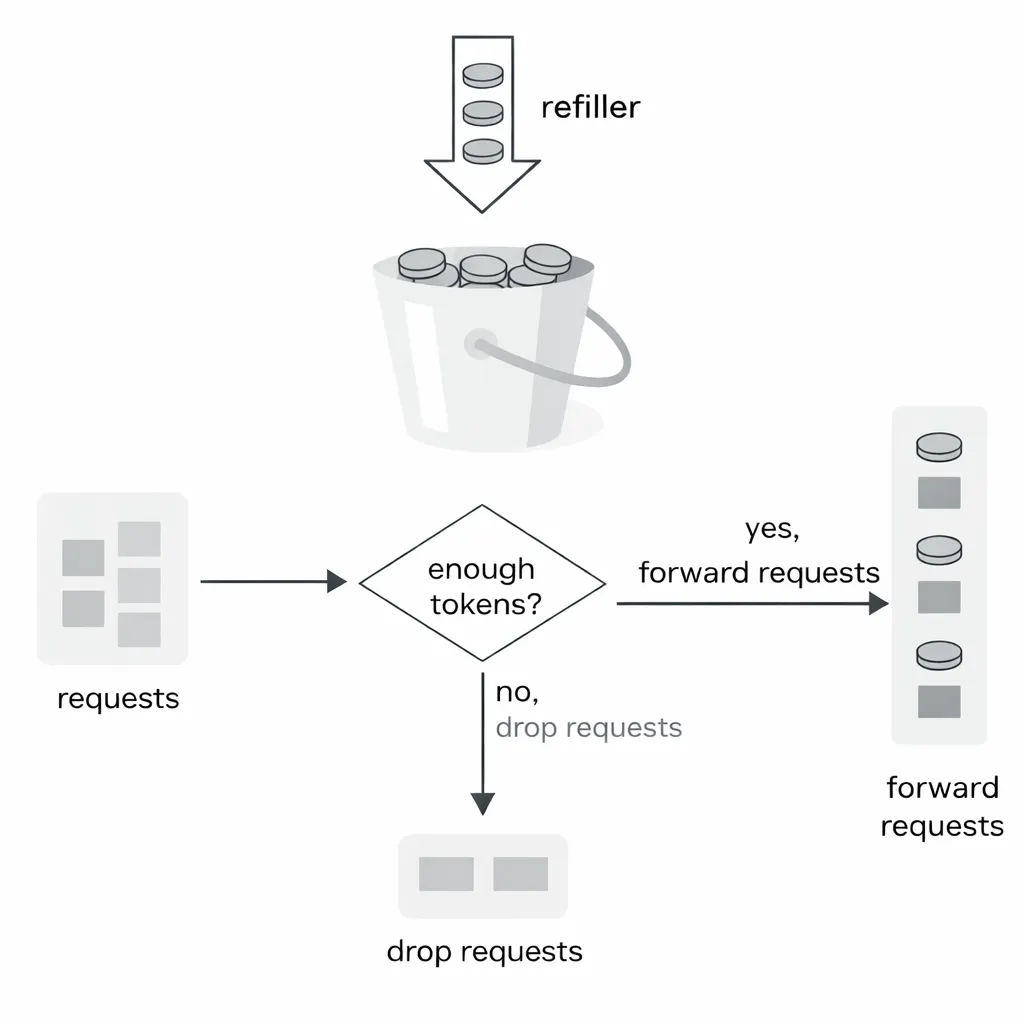 Diagram illustrating the Token Bucket rate limiting algorithm